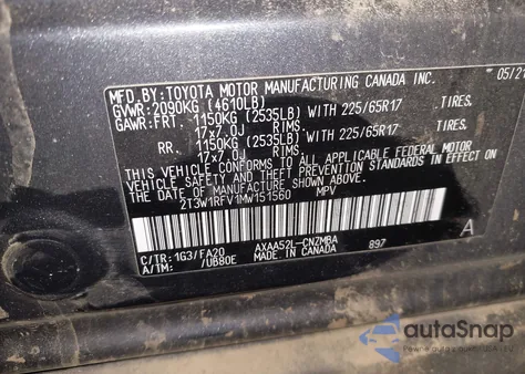 2021 Toyota Rav4 Xle z USA, uszkodzony, nr VIN 2T3W1RFV1MW151560